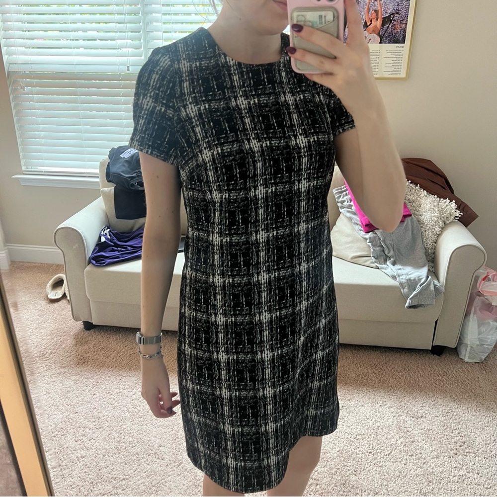 Calvin Klein Black and White Plaid Dress